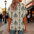 thumbnail image 5 of Twczz Womens Floral Shirts Short Sleeve- Casual V-Neck Loose Fit Summer Boho Tops Blouse Khaki Size S, 5 of 8