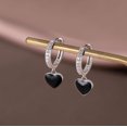 thumbnail image 5 of Sterling Silver CZ Black Heart Hoop Earrings for Women Teens Small Love Huggie Hoop Earrings Drop Valentines Day Earrings, 5 of 6