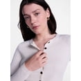thumbnail image 5 of Scenario Women's and Women's Plus Ribbed Crewneck Cardigan Sweater, Lightweight, Sizes XS-4X, 5 of 6