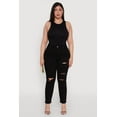 thumbnail image 2 of Womens Plus Size WAX High Waisted Distressed and Frayed Jeans, 2 of 5