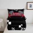 thumbnail image 5 of Catabedysis Personalized Letter Gifts Full Size Comforter Sets For Boys,Racing Print Alphabet Q Bedding Comforter Set,Black Reversible,3 Pieces,1 Comforter and 2 Pillowcases, 5 of 7