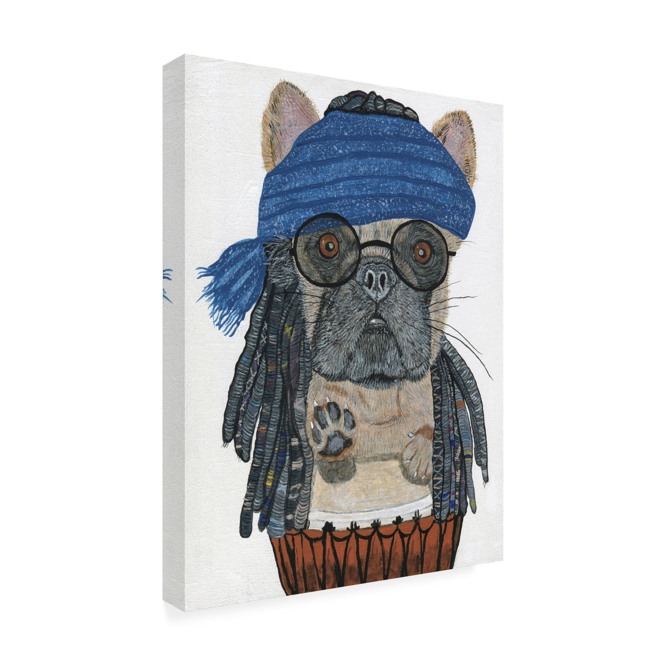 Canvas Wall Art - Melissa Symons 'Hippie Frenchie' Wall Art for Living Room, Bedroom, or Office Décor by Trademark Fine Art - 24 x 32 Inches