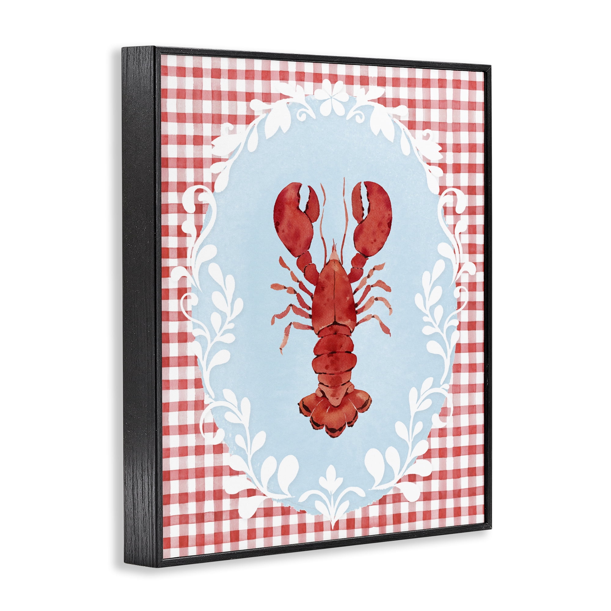 Stupell Industries Lobster with Red Plaid Black Framed Giclee Art, design by Heather Lee Chan