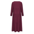 thumbnail image 4 of Qiopertar Robe Mode Femme Col Rond Manches Longues Ample Mi-Mollet Robe Longue Liquidation Moins de 5$ en Liquidation Offres d'Accès Anticipé, 4 of 5