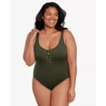 thumbnail image 4 of Lauren Ralph Lauren Women's Plus Lace-Up One-Piece Swimsuit  (22W, Olive), 4 of 4