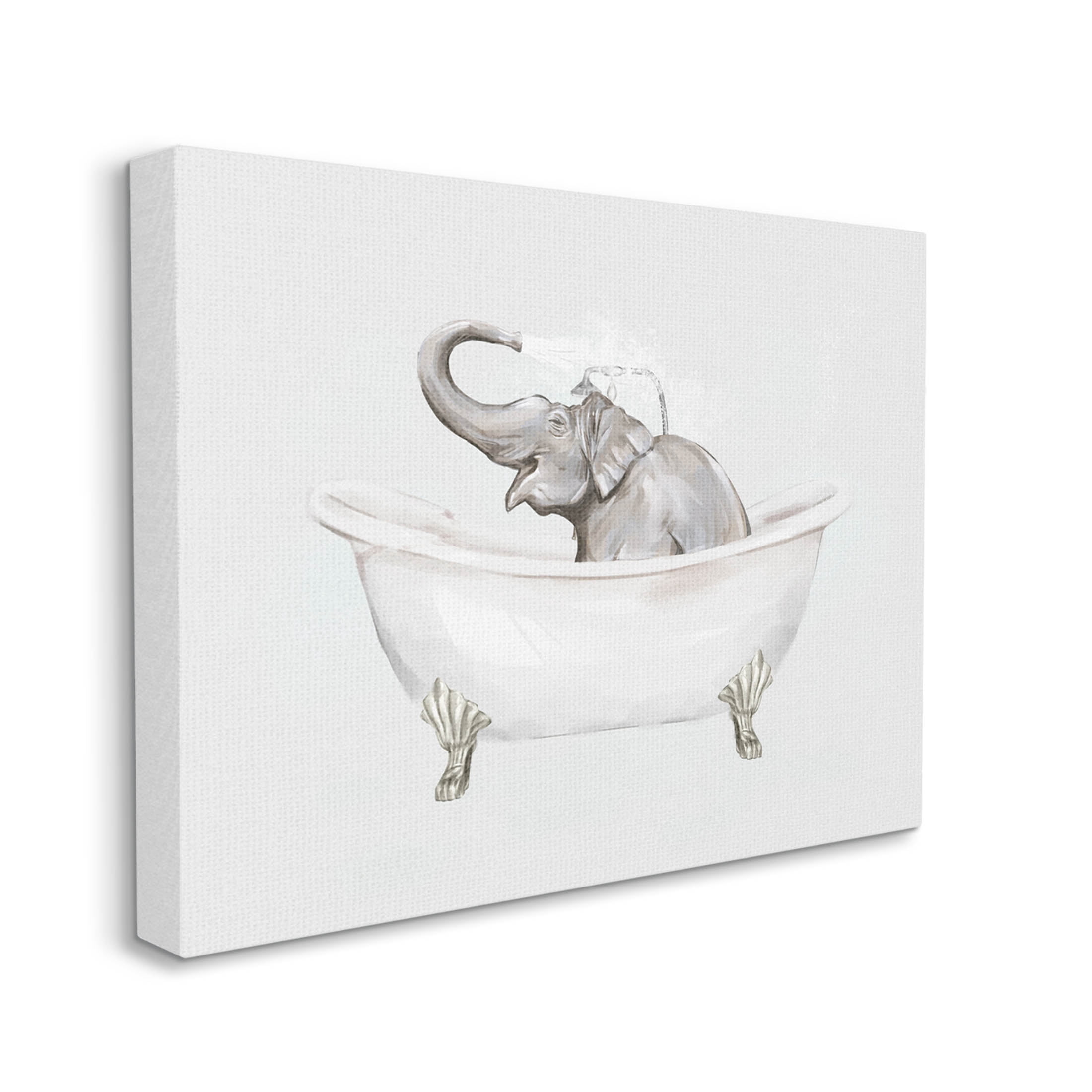 Happy Elephant Splashing Bathtub Animals & Insects Graphic Art Gallery Wrapped Canvas Print Wall Art