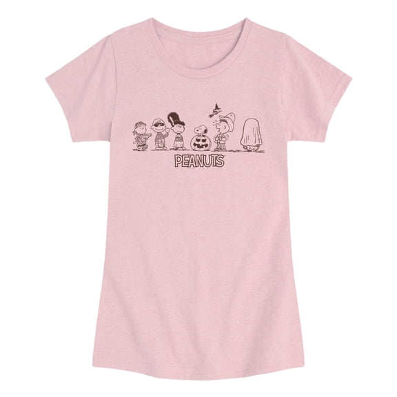 Peanuts - Halloween Lineup Girls' Fitted Short Sleeve Graphic T-Shirt