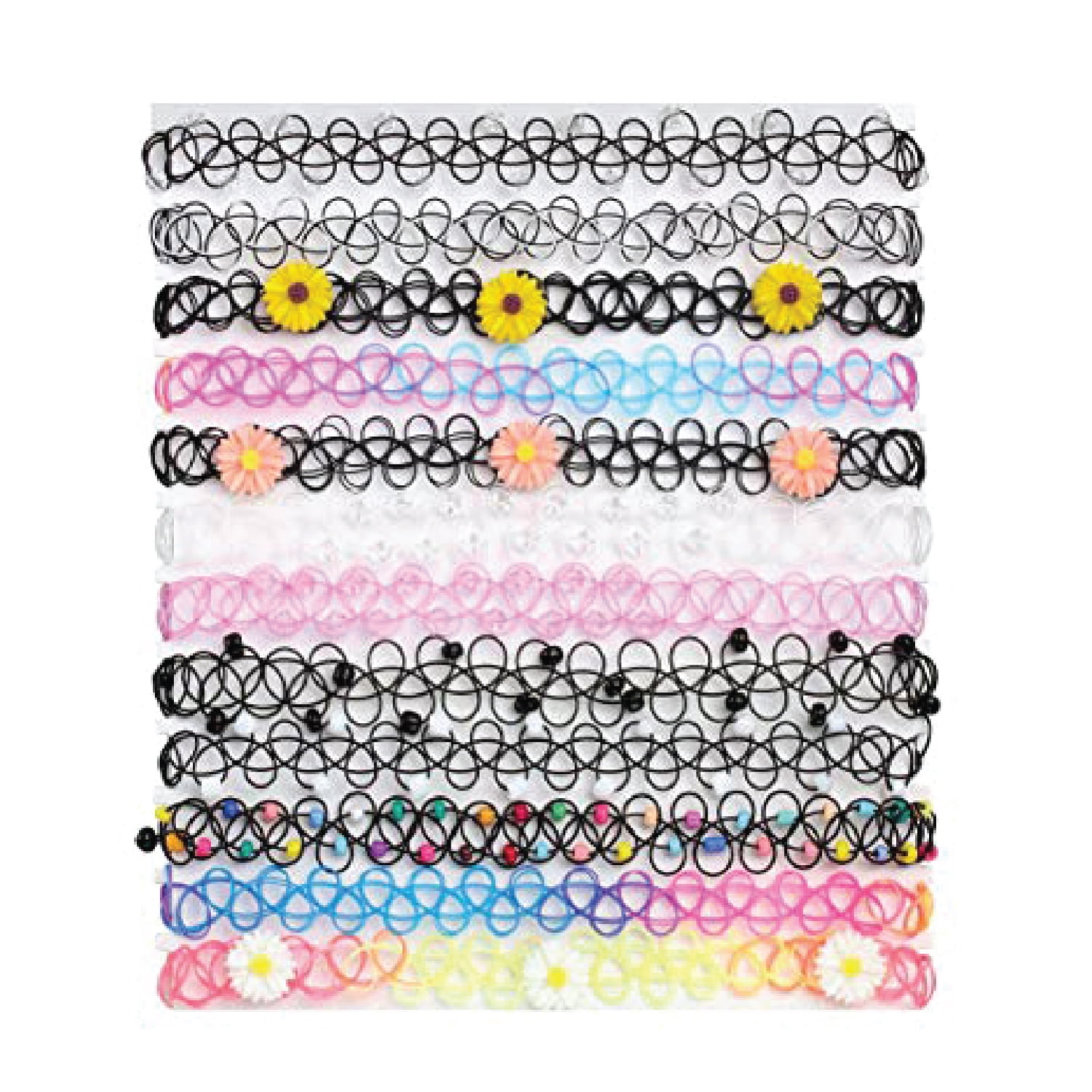 BodyJ4You 14PC Choker Necklace Henna Tattoo Stretch Elastic Jewelry Women Girl Jewelry Gift Pack