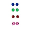 thumbnail image 2 of 24k White Gold 3 Ct Created Sapphire, Emerald, Ruby and Pink Sapphire Round Stud Earrings Plated by Paris Jewelry, 2 of 4