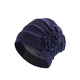 thumbnail image 2 of Guardurnaity Poliéster Damas Turbante Lavable Color sólido Elegante Gorra tradicional Oficina Compras Head Wrap Diadema Bonnet Sombreros Azul oscuro Guardurnaity AP010879-05, 2 of 6