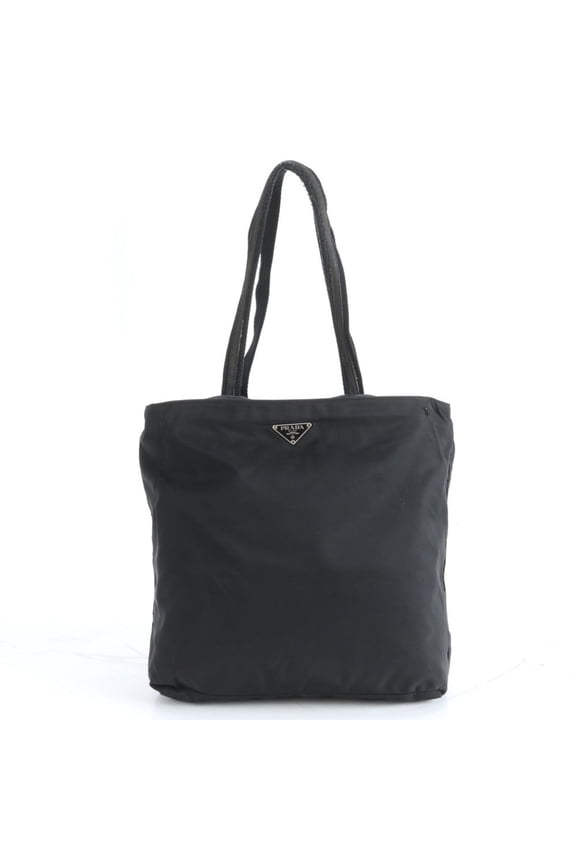Pre-Owned Prada Tessuto Nylon Triangle Logo Leather Tote Bag Shoulder Black Men's