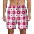 thumbnail image 2 of Picia Plaid Heart pattern Mens Swim Trunks with Compression Liner Stretch Beach Shorts Quick Dry with Zipper Pockets No-Chafing Board Shorts-Small, 2 of 9
