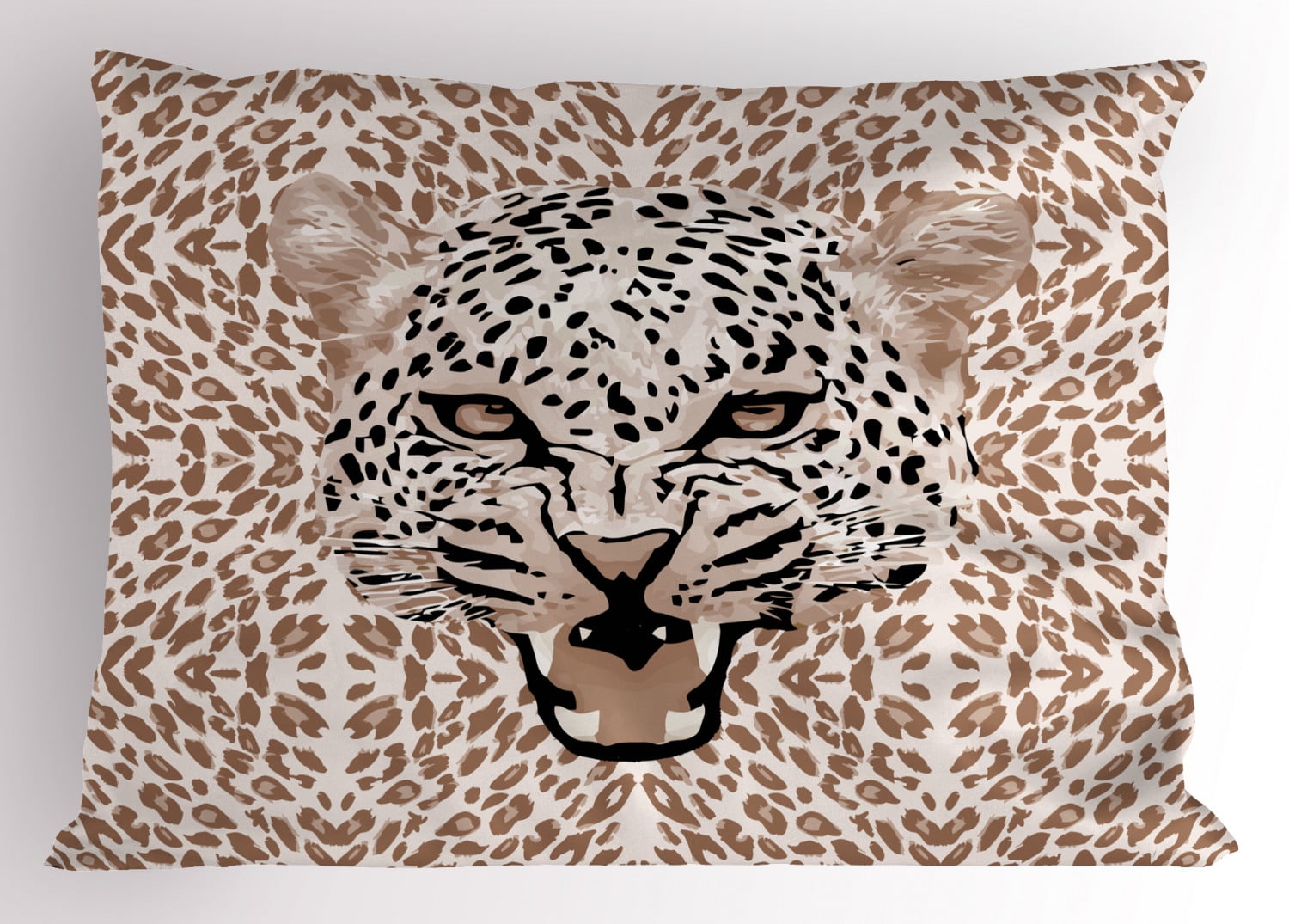 Modern Pillow Sham Roaring Leopard Portrait With Rosettes Wild