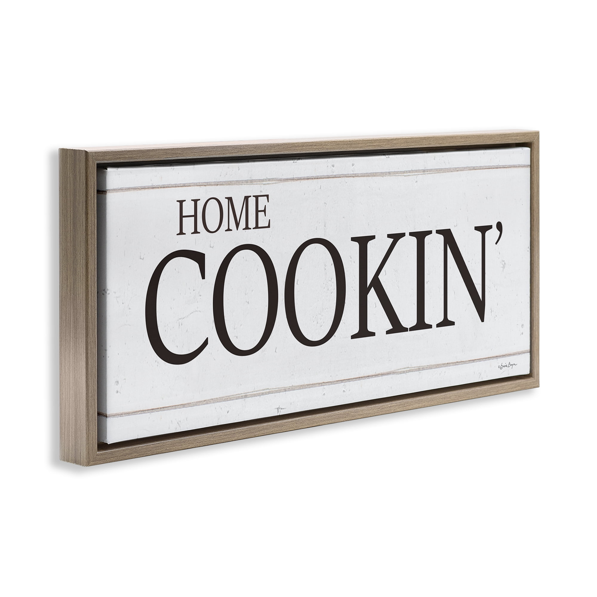 Stupell Industries Home Cookin' Phrase Food & Beverage Painting Brown Floater Framed Art Print Wall Art, 31 x 14