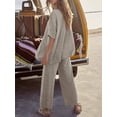 thumbnail image 3 of Conjunto de suéter de punto de 2 piezas Outfit Tankaneo para mujer con pantalones anchos, 3 of 9