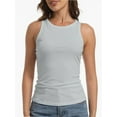 thumbnail image 3 of Womens Sleeveless Racerback High Neck Casual Basic Ribbed Fitted Tank Top, 3 of 6