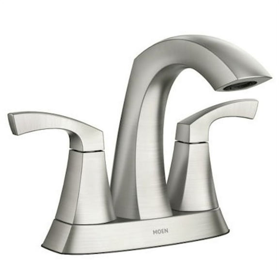 Moen Lindor Spotshield Brushed Nickel Two-Handle Bathroom Faucet 4 in.
