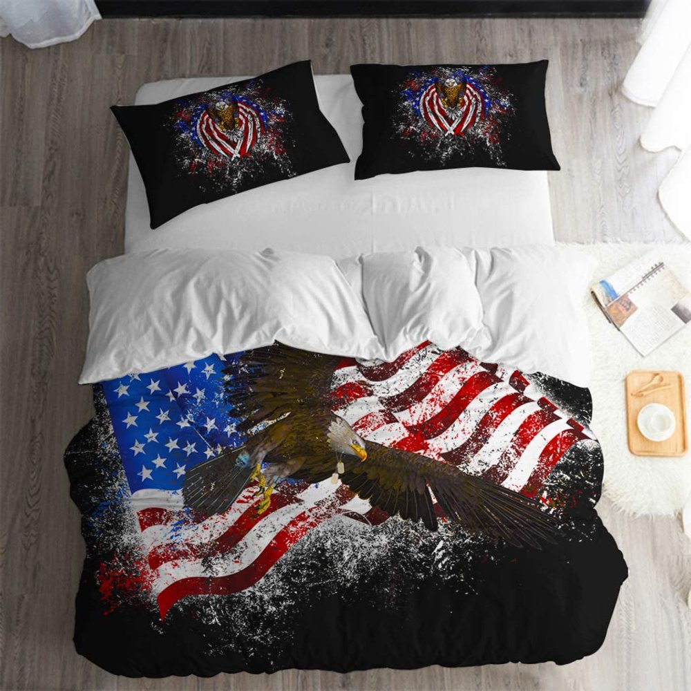 American Flag Bedding Set Twin Size 2PC Eagle USA Flag Duvet Cover