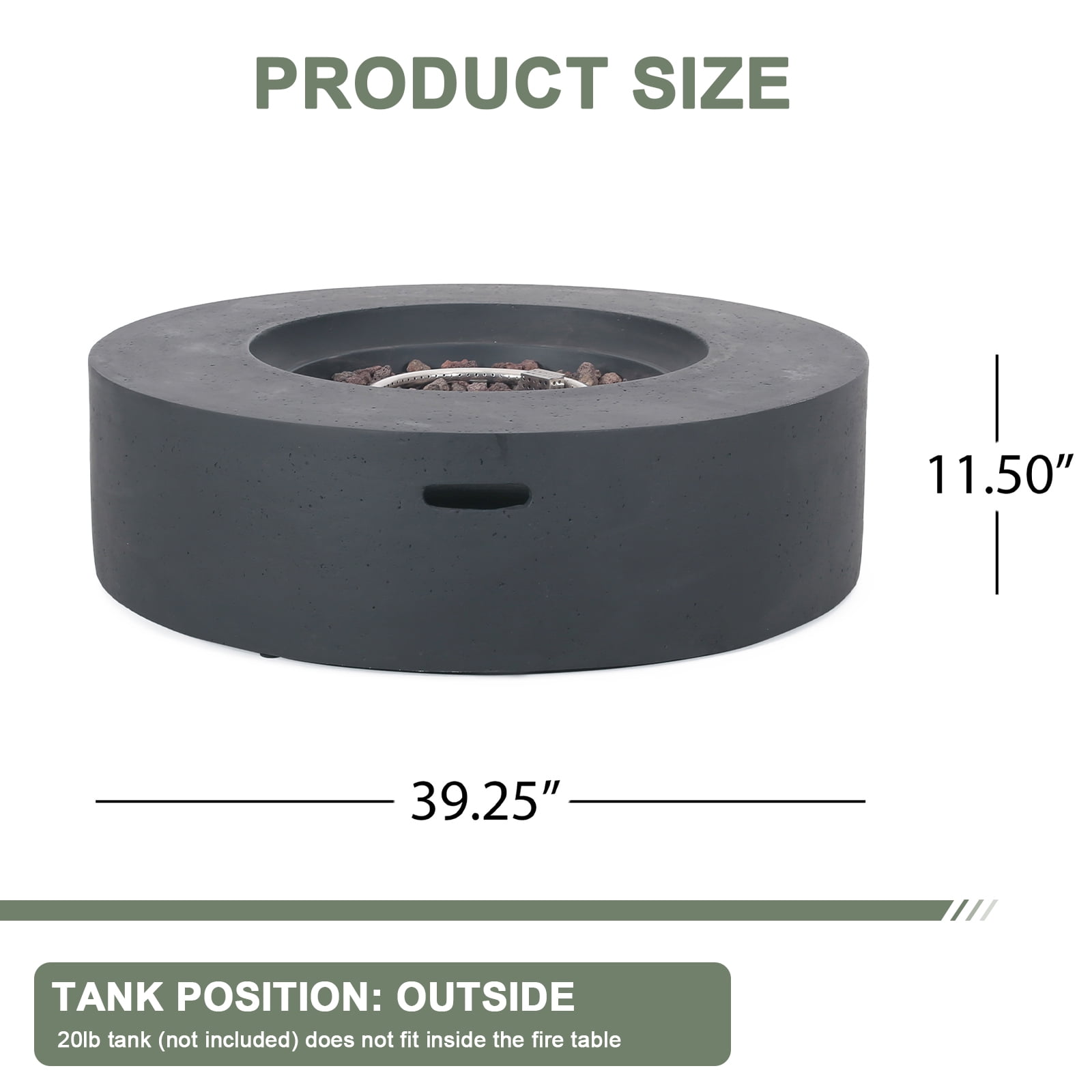 HZWDD Propane Outdoor Fire Pit Table, Propane Gas Patio Fire Table 50000 BTU Flint & Concrete Look for Deck, Backyard and Pool
