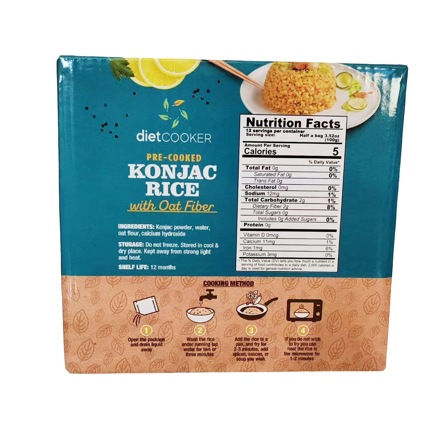 DIET COOKER Shirataki Konjac Rice - 6 Pack 12 Servings, Keto & Vegan Friendly, Odor Free, Low Calorie, Slim Rice Healthy & Easy Ready-to-Eat Healthy Rice Alternative