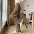 thumbnail image 2 of Bovxnpu Wide Leg Pants for Women Flowy Lounge Beach Work Trousers Summer Ice Silk Wide Leg Thin Elastic High Waist Draped Straight Long Pants, 2 of 6