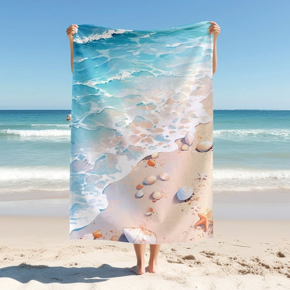 Adult Beach Towel, Modern Simple Beach Towel, Seaside Beach Print Bath Towel