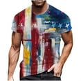 thumbnail image 2 of cllios 4th of July Shirts for Men Big and Tall Patriotic Red White and Blue Graphic Tees Slim-fit Crewneck Top Breathable Short Sleeve T Shirt, 2 of 5