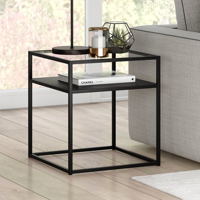 Fiesta Glass Top Frame End Table with Storage, Overall Product Weight