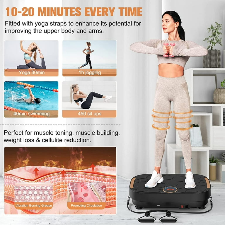 Vibrate Plate Exercise Machine Vibration Platform for Home Gym Whole Body Workout Weight Loss Shaping Toning with Resistance Bands 330lbs Black RELIFE REBUILD YOUR LIFE Walmart