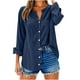 thumbnail image 5 of Blusas para mujer,Blusa tipo túnica de lino con cuello en V para mujer, manga larga, corte holgado y bolsillo, top informal de verano, sopatenor, 5 of 9
