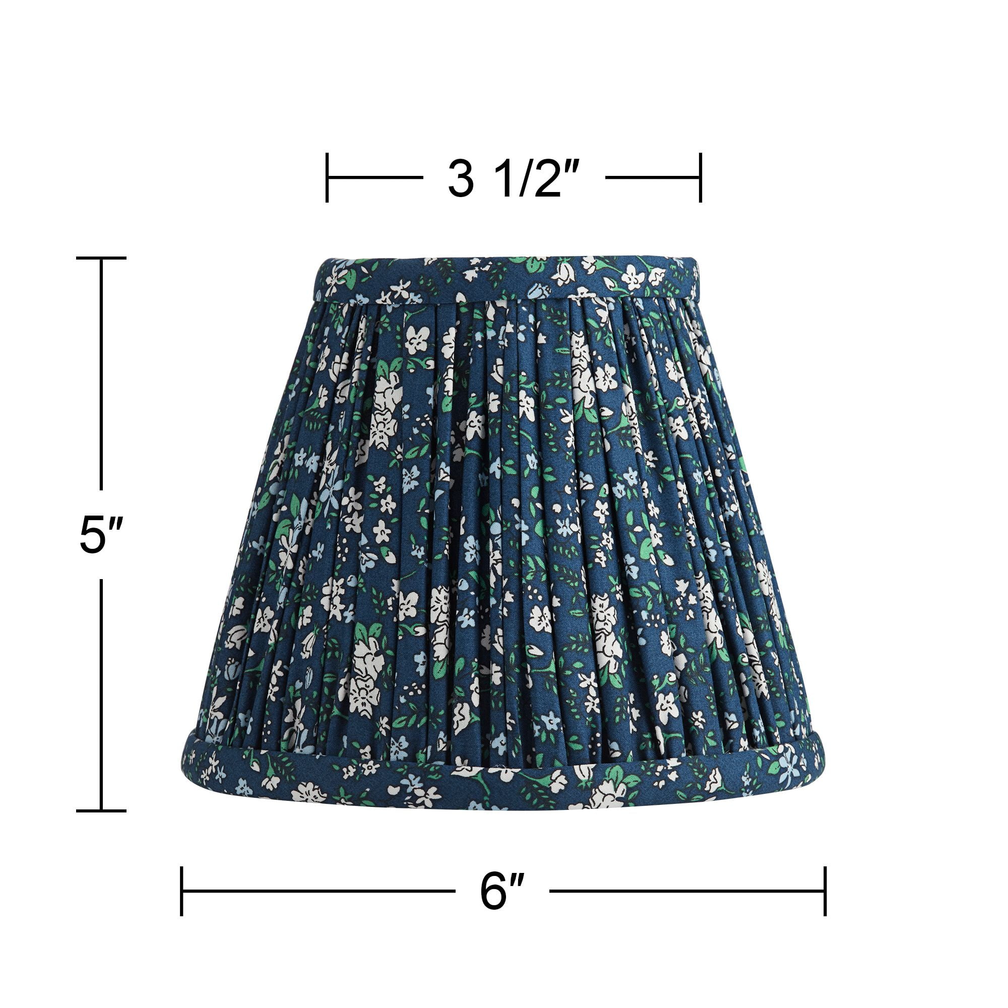 Springcrest 3 1/2" Top x 6" Bottom x 5" High x 5" Slant Print Lamp Shade Replacement Set of 4 Navy Blue Floral Clip On Candelabra