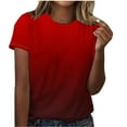 thumbnail image 1 of T-shirts Dégradés Grande Taille pour Femmes Manches Courtes Mode Tendance T-Shirt Col Rond Coton Y2k Tops Vin, m, 1 of 5