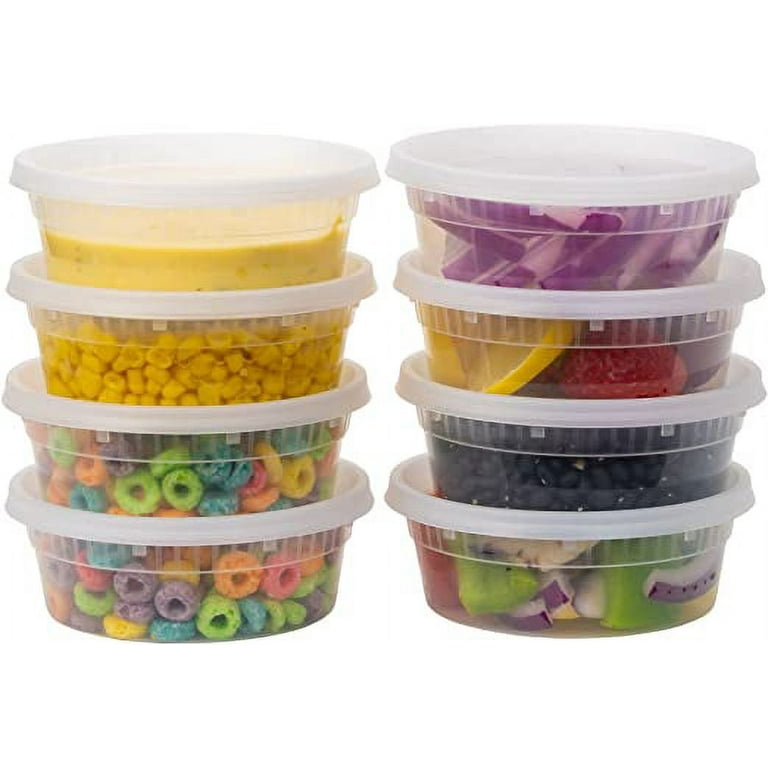 [60 Pack,3 Sizes] Food Storage Containers with Lids, 50 Combo Pack 8oz,  16oz, 32oz Airtight Deli Food Containers w 10 Spoons, BPA-Free Leakproof