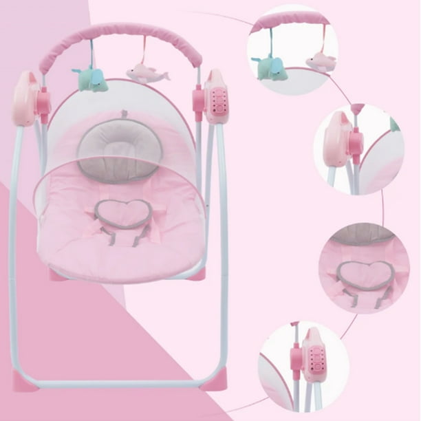 Electric Baby Swing Remote Control Baby Swing Chair for Infants, Portable Baby Bouncer Safety