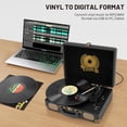 thumbnail image 4 of Reproductor de discos de vinilo Bluetooth Maleta vintage portátil de 3 velocidades con parlantes incorporados, salida de línea RCA Entrada auxiliar Conector para auriculares Tocadiscos vintage, negro, 4 of 5
