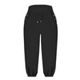 thumbnail image 5 of Lenpel Women's Capri Yoga Pants High Waisted Drawstring Tapered Cropped Workout Lounge Pants Athletic Casual Joggers, 5 of 6