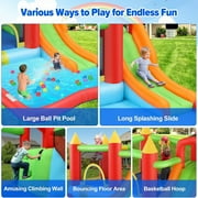 Veeboto Inflatable Bounce House for Kids 3-10, Bouncy Castle with Slide, Bouncy Area, Climbing Wall, Basketball Hoop, Pool, Suitable for Indoor and Outdoor, Jumping Castle with Blower