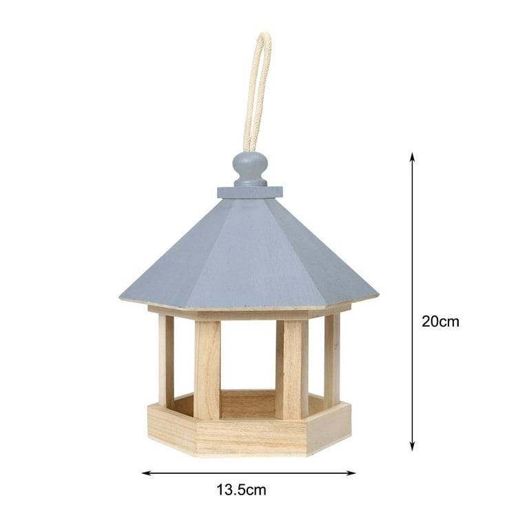 Meuva Wooden Bird Feeder Hanging for Garden Yard Decoration Hexagon Shaped with Roof Kids Craft Organizers and Storage Craft Tables for Adults with