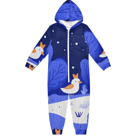 Nighttime Landscape with Duck One Piece Pajamas Soft Jumpsuit Cozy Sleep and Play Romper Zipper and Pockets 4T