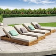 thumbnail image 3 of Noble House Simmons Cushioned Acacia Wood Outdoor Chaise Lounge - Set of 4, Cream/Teak, 3 of 7