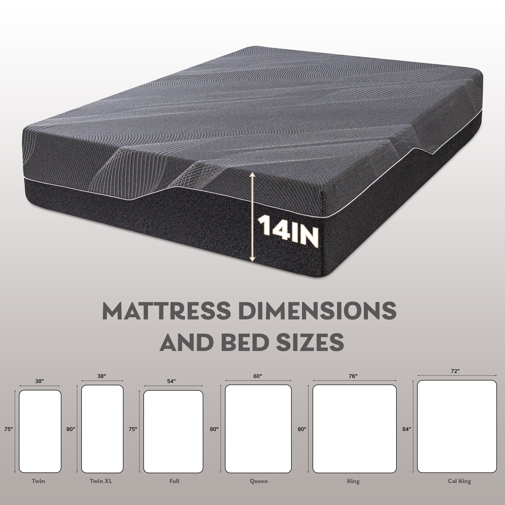 TechForma 14" King Gel Memory Foam Mattress in a Box, Bed in a Box, Medium Firm Cooling Gel Infused for Pressure Relief & Back Pain, CertiPUR-US Certified