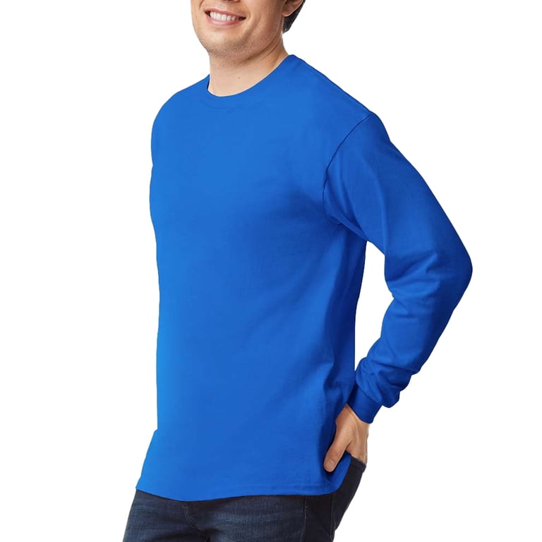 Gildan Men's Ultra Cotton Long Sleeve T-Shirts Pack - Navy, Royal, White, XX-Large