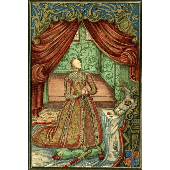 Posterazzi DPI1877710LARGE Queen Elizabeth I At Prayer After The Frontispiece to Christian Prayers 1569 Poster Print, 24 x 34 - Large