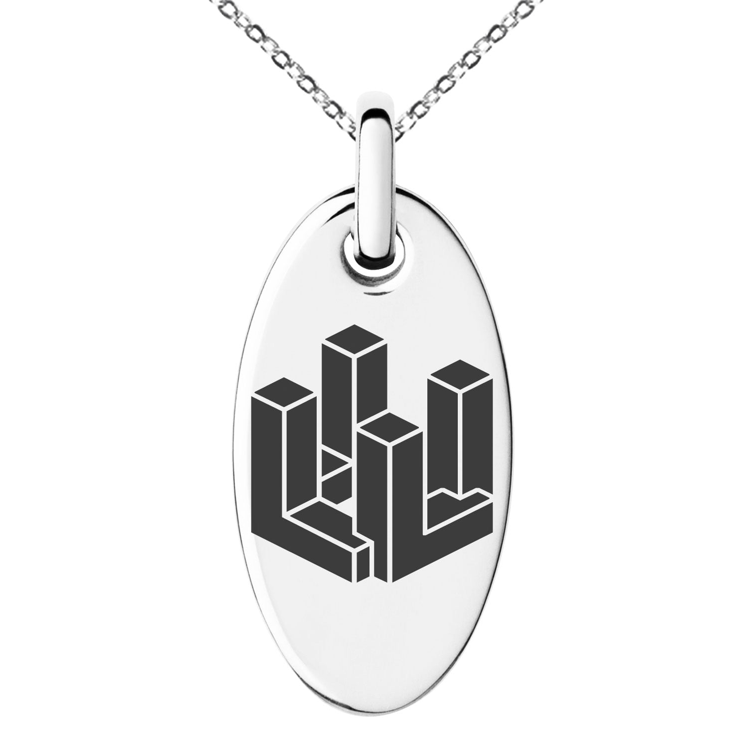 Stainless Steel Letter L Initial 3D Cube Box Monogram Engraved Small