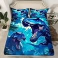 thumbnail image 2 of Dinosaur Sheet Set Twin Size,3D Realistic Dino Bed Sheets Set Dinosaurios Sheets Teens Wild Animals Flat Fitted Sheet,Jungle Room Decor, 2 of 5