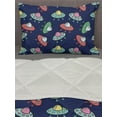 thumbnail image 3 of Galaxy Comforter & Sham Bedding Set, Rhythmic Flying Saucers UFO Machines Cartoon, 3 pcs Duvet Set Microfiber Filling Quilt, 5 Sizes, Navy Blue Multicolor, by Ambesonne, 3 of 4