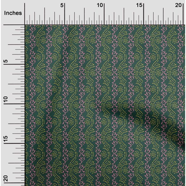oneOone Georgette Viscose Fabric Leaves & Floral Block Print Fabric BTY 42 Inch Wide