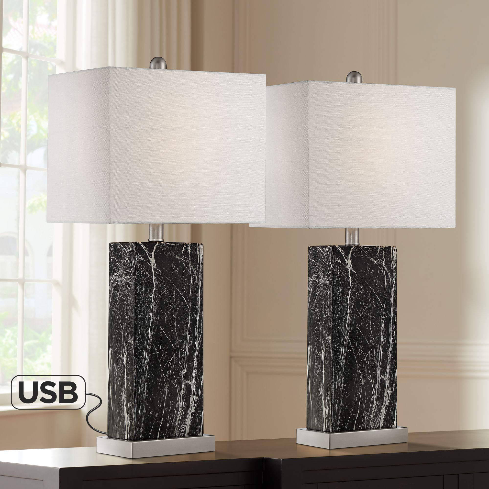 360 Lighting Modern Table Lamps Set Of, Black Table Lamps For Living Room