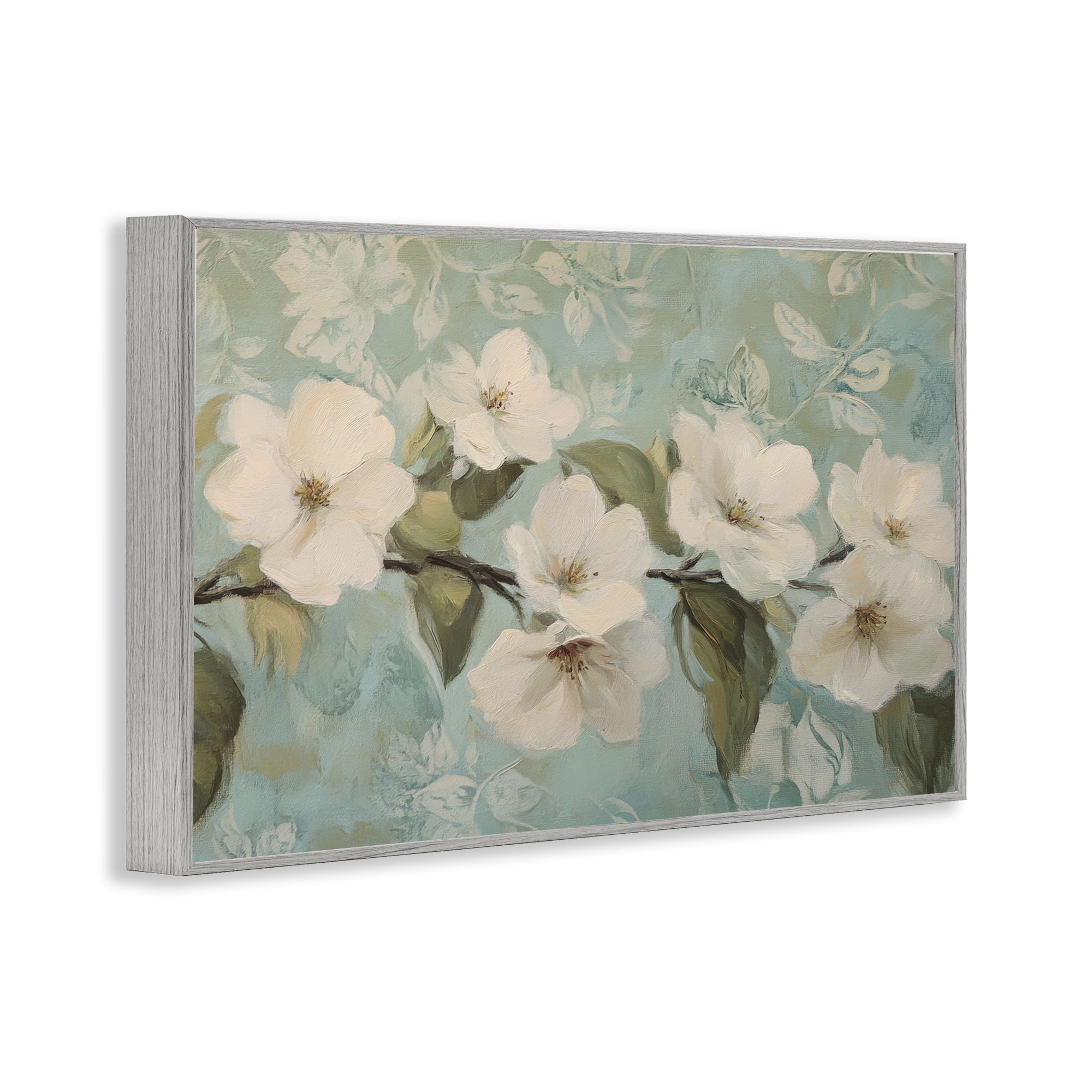 Stupell Industries Serene Flower Branch Blooms Gray Framed Giclee Art, design by Petal Prints Design