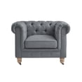 thumbnail image 3 of Londynn Club Chair Dark Gray Fabric Linen Button Tufted Rolled Sinuous Springs, 3 of 10